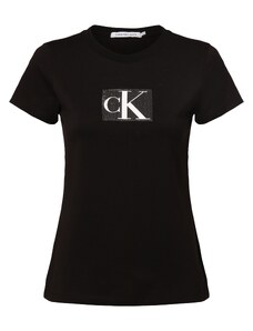 Calvin Klein Jeans Tričko čierna / strieborná / biela