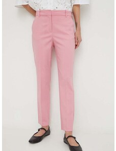 Nohavice s prímesou ľanu Liviana Conti ružová farba,cigaretový strih,vysoký pás,F4SP43