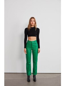 VATKALI Kožené rovné nohavice zelené