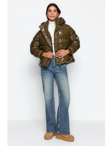 Trendyol Collection Khaki oversize lesklá vodoodpudivá bunda s kapucňou