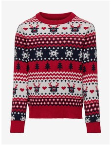 Red Girly Patterned Christmas Sweater ONLY Xmas - Girls
