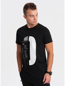 Ombre Clothing Pánske bavlnené tričko s potlačou - čierne V3 OM-TSPT-0166