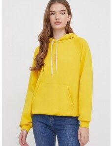 Bavlnená mikina Polo Ralph Lauren dámska,žltá farba,s kapucňou,s nášivkou,211916119