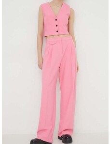 Nohavice HUGO dámske,ružová farba,rovné,vysoký pás,50508637