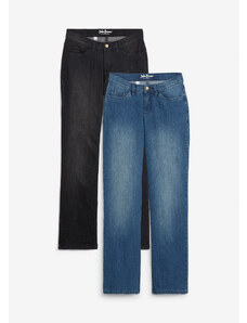 bonprix Komfortné strečové džínsy, rovné, 2 ks v balení, farba modrá, rozm. 34