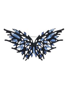 B-TOP Brošňa čierny Motýľ s modrými kryštálmi