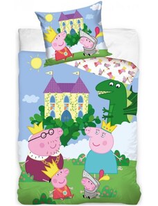 Carbotex Detské posteľné obliečky Prasiatko Peppa - motív Kráľovská rodinka - 100% bavlna - 70 x 90 cm + 140 x 200 cm