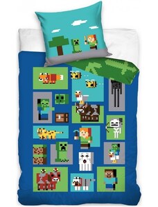 Carbotex Bavlnené posteľné obliečky Minecraft - motív Mobs - 100% bavlna - 70 x 90 cm + 140 x 200 cm