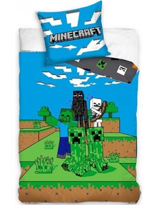 Carbotex Bavlnené posteľné obliečky Minecraft - motív Mob Monsters - 100% bavlna - 70 x 90 cm + 140 x 200 cm