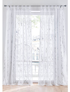bonprix Transparentná záclona s lesklou potlačou (1 ks) s recyklovaným polyesterom, farba biela