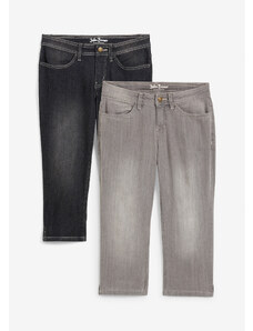 bonprix Capri džínsy, strečové, 2 ks v balení, farba šedá