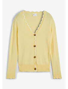 bonprix Pletený sveter s kontrastným lemom, farba žltá