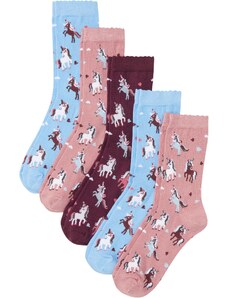bonprix Ponožky, detské (5 ks v balení) so zvlneným zakončením, s bio bavlnou, farba fialová, rozm. 39-42