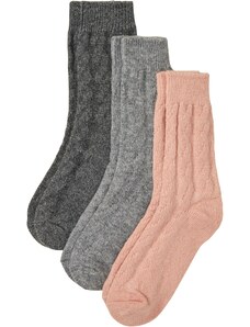 bonprix Ponožky, pletené (3 ks v balení) s osmičkovým vzorom, farba béžová