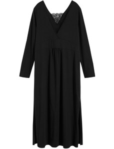 bonprix Nočné šaty s čipkovaným výstrihom, farba čierna