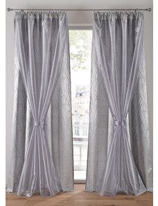 bonprix Dvojvrstvová záclona s dekoračným úchytom (1 ks), farba šedá