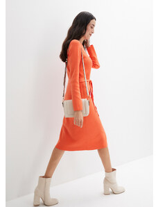 bonprix Pletené šaty s gombíkmi, farba oranžová