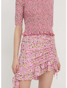 Sukňa HUGO ružová farba,mini,rovný strih,50505466