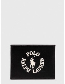 Kožené puzdro na karty Polo Ralph Lauren čierna farba, 405898661