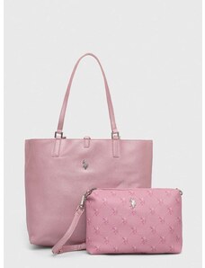 Obojstranná kabelka U.S. Polo Assn. ružová farba