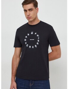 Bavlnené tričko Armani Exchange pánske, čierna farba, s potlačou, 3DZTBJ ZJ9TZ