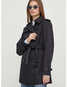 Kabát Lauren Ralph Lauren dámsky, tmavomodrá farba, prechodný, dvojradový, 297936851