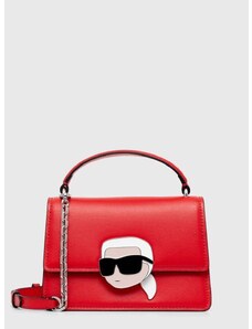 Kožená kabelka Karl Lagerfeld červená farba