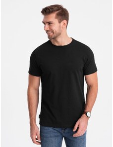 Ombre Clothing Klasické bavlnené pánske tričko BASIC - čierne V1 OM-TSBS-0146