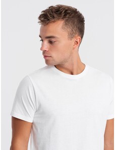 Ombre Clothing Klasické bavlnené pánske tričko BASIC - biele V14 OM-TSBS-0146