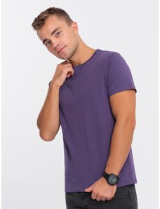 Ombre Clothing Pánske klasické bavlnené tričko BASIC - fialové V9 OM-TSBS-0146
