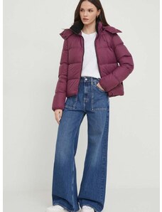 Páperová bunda Calvin Klein Jeans dámska, červená farba, zimná