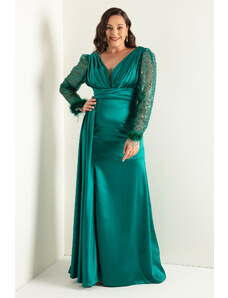 Lafaba Večerné šaty nadmernej veľkosti - Zelená - Línia A