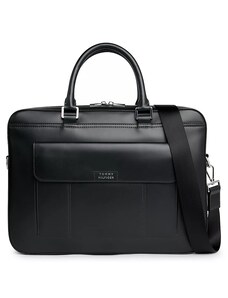 Elegantná kožená pracovná taška Tommy Hilfiger - TH SPW Leather Computer Bag /Čierna - BDS/002 Black (TH)