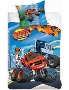 Carbotex Detské posteľné obliečky Plamienok a štvorkolky - motív Truck tím - 100% bavlna Renforcé - 70 x 90 cm + 140 x 200 cm