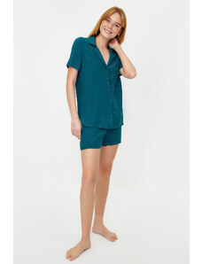 Trendyol Oil Viscose Shirt- Shorts Woven Pajamas Set