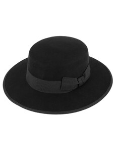 Fiebig - Headwear since 1903 Dámsky čierny plstený Canotier s väčšou krempou - Fiebig