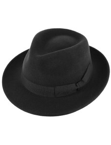 Fiebig - Headwear since 1903 Klasický vlnený klobúk so stredným okrajom Bogart - čierny s čiernou stuhou