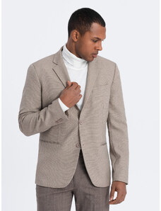 Ombre Clothing Pánske elegantné sako s ozdobnými gombíkmi na manžetách - béžové V3 OM-BLZB-0114