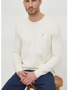 Bavlnený sveter Polo Ralph Lauren béžová farba, tenký