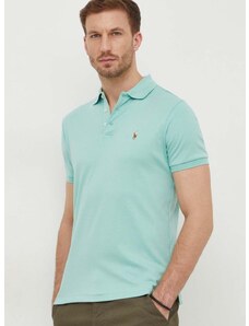 Bavlnené polo tričko Polo Ralph Lauren zelená farba, jednofarebný, 710704319