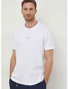 Bavlnené tričko Paul&Shark pánsky, biela farba, s potlačou, 24411055