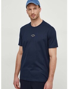 Bavlnené tričko Paul&Shark pánsky, tmavomodrá farba, s potlačou, 24411033