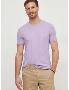 Bavlnené tričko Polo Ralph Lauren pánsky,fialová farba,jednofarebný,710671438