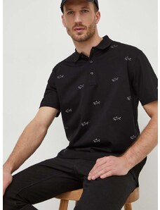 Bavlnené polo tričko Paul&Shark čierna farba, vzorovaný, 23411252