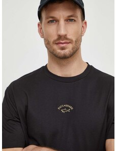 Bavlnené tričko Paul&Shark pánsky, čierna farba, s potlačou, 24411033