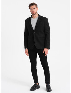 Ombre Clothing Pánske sako s ozdobnými gombíkmi na manžetách - čierne V3 OM-BLZB-0118