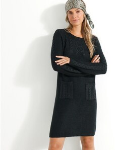 Blancheporte Pulóvrové šaty s vrkočovým vzorom čierna 044