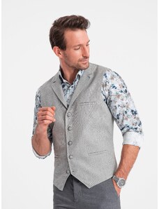 Ombre Clothing Pánska obleková vesta s golierom - svetlosivá V1 OM-BLZV-0109