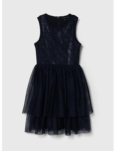 Dievčenské šaty Guess tmavomodrá farba, mini, áčkový strih