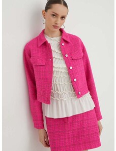 Bunda HUGO dámska,ružová farba,prechodná,oversize,50508646